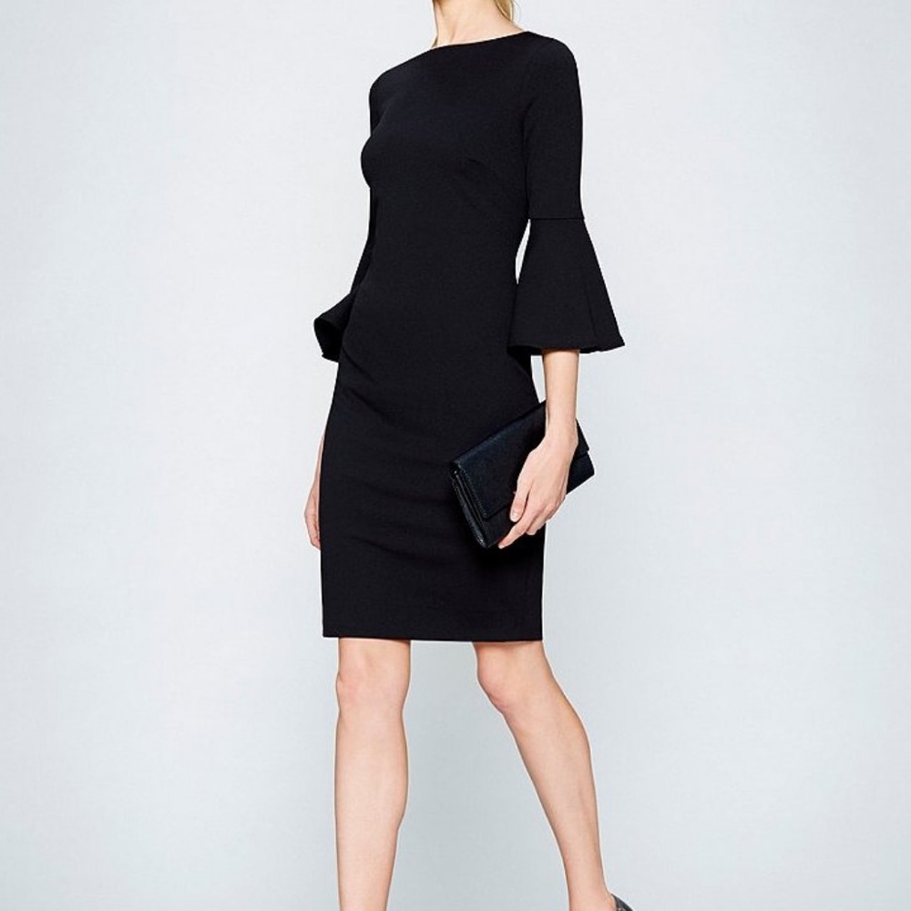 Calvin Klein black dress with 3/4 bell sleeves